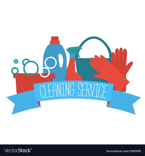 Flat Design Logo For Cleaning Service Royalty Free Vector
