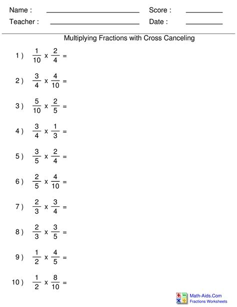 5th Grade Math Fraction Worksheet