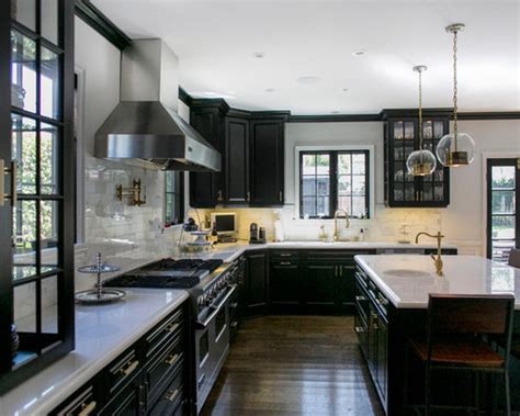 Classic white kitchen with a bright schoolhouse inspiration read. Black And White Kitchen | Houzz