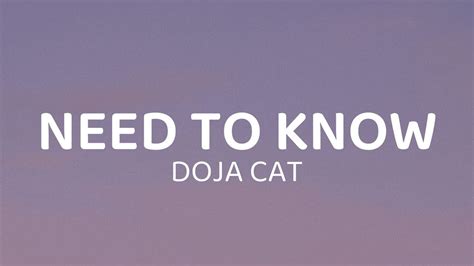 Doja Cat Need To Know Lyrics Youtube