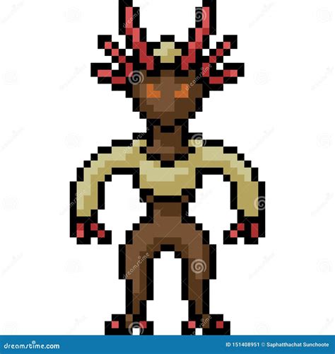 Pixel Art Demon With Wings Astaroth In Fire Emblem Style Royalty Free