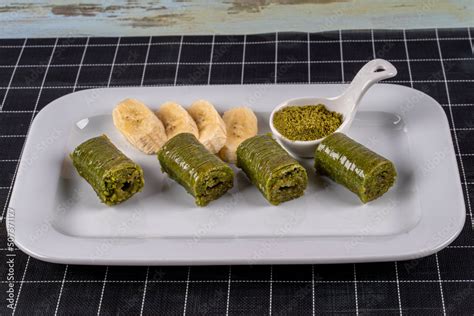 Turkish Pistachio Wrap Baklava Dessert Turkish Traditional Dessert