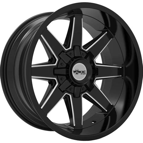 Toxic Widow Gloss Black With Milled Spoke Edges 20x12 51mm With Cooper