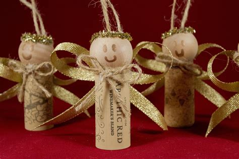 Wine Cork Angel Ornaments Set Of 4 Handmade Holiday Decor Etsy Wine