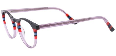 Jellie Round Prescription Glasses Blackred Lavender Stripe Purple Womens Eyeglasses