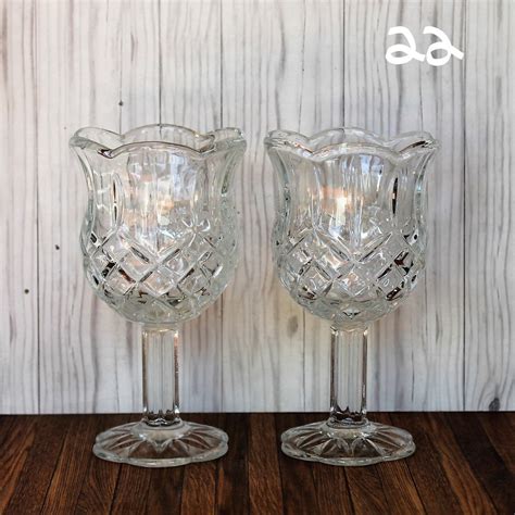 Vintage Clear Glass Votive Candle Holder Pairs You Choose Set Of 2 Hobnail Ribbed Diamond Floral