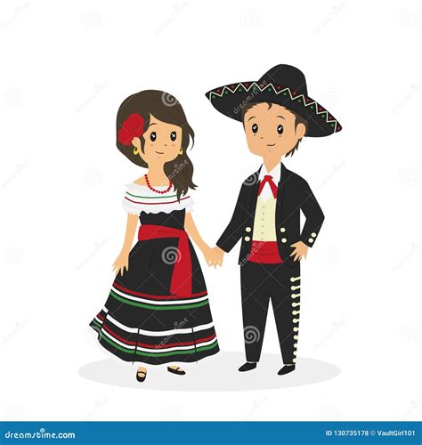 Mexican Couple Wearing Traditional Dress Vector Stock Vector