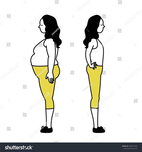 Woman Weight Loss Before After Lying Stock Vector Royalty Free