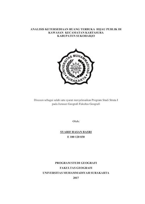 PDF ANALISIS KETERSEDIAAN RUANG TERBUKA HIJAU PUBLIK DI Dengan