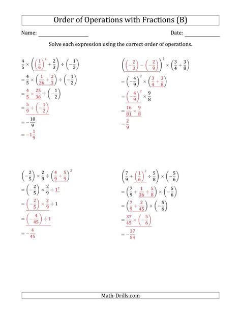 20 Order Of Operations With Fractions Worksheet Worksheets Decoomo