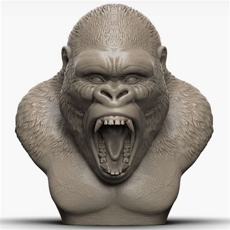 Gorilla Head Angry 3d Model 49 Max Stl Obj Free3d