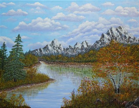 Autumn Mountains Lake Landscape Painting By Georgeta Blanaru Fine Art