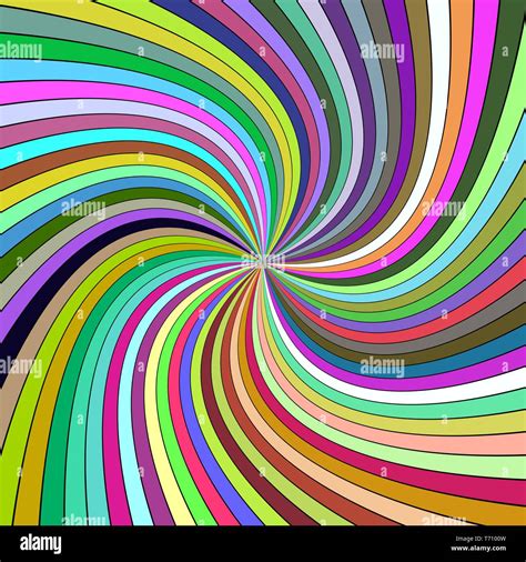 Colorful Psychedelic Abstract Spiral Background From Curved Rays Stock
