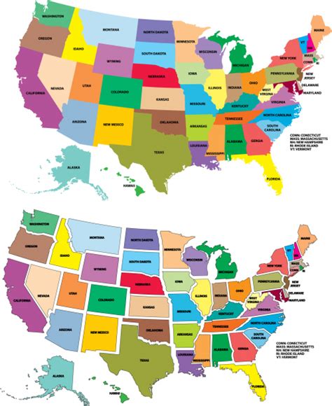 United States Map Full Names Map Vector