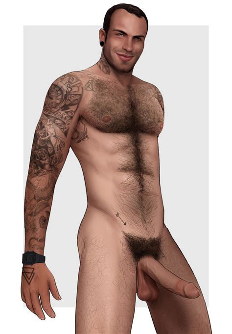 Rule 34 Drawnpr0n Hairy Chest Male Male Only Penis Pubic Hair Semi Erect Solo Solo Male Tattoo