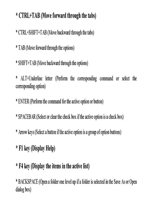 Computer Learning Dialog Box Keyboard Shortcuts