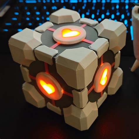 Portal Companion Cube Led Light Up T Box Decor Gaming Prop