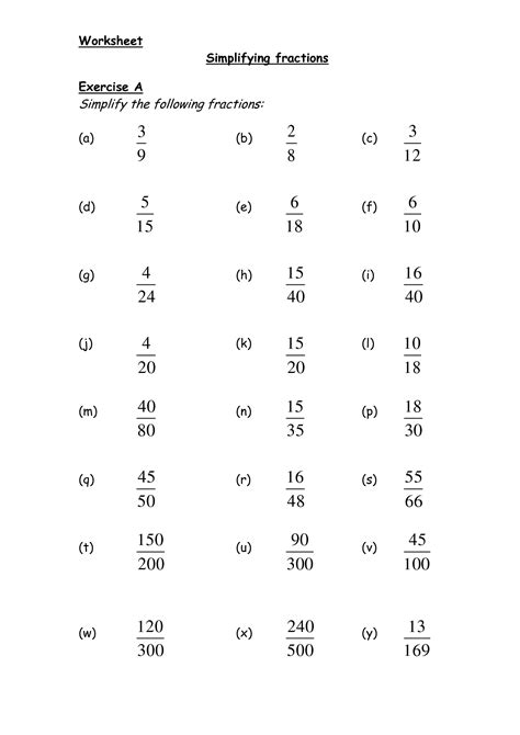 The term 'fraction' means a part of the whole. 12 Best Images of Simplifying Fractions Worksheets For ...