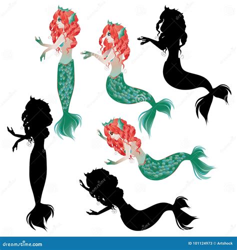 Red Haired Mermaid Stock Illustration Illustration Of Water 101124973