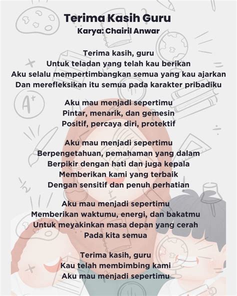 7 Puisi Untuk Hari Guru Menyentuh Hati Ada Karya Chairil Anwar