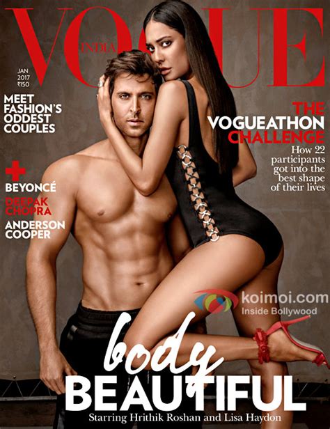 hot hrithik roshan and lisa haydon on the vogue cover