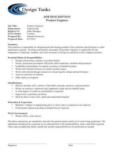 7+ Engineer Job Description Templates - PDF | Free ...
