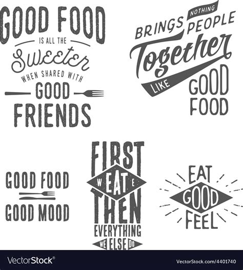 Vintage Food Related Typographic Quotes Royalty Free Vector