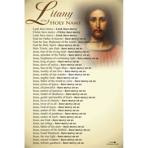 Prayer Cards Holy Cards Litany Of The Holy Name Of Jesus