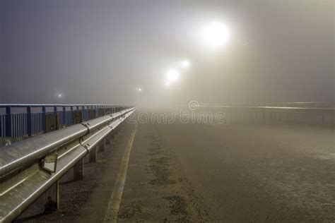 Thick Fog Over Empty Road At Night Stock Photo Image Of Autumn