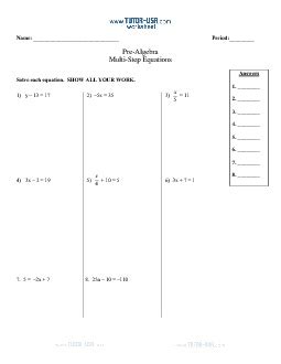 Determine if the relationship is proportional worksheet. Worksheet: Equations - Solve Two-Step and Multi-Step ...