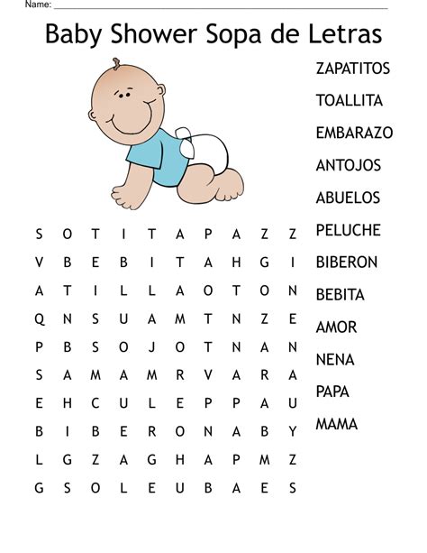 Baby Shower Sopa De Letras Word Search Wordmint