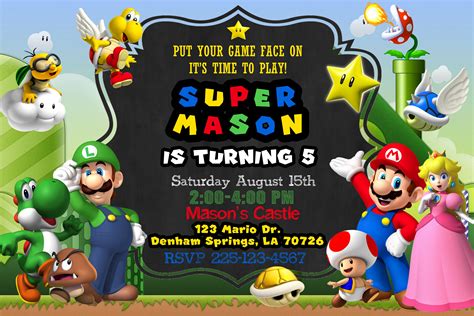 Printable Mario Birthday Invitations Printable Word Searches