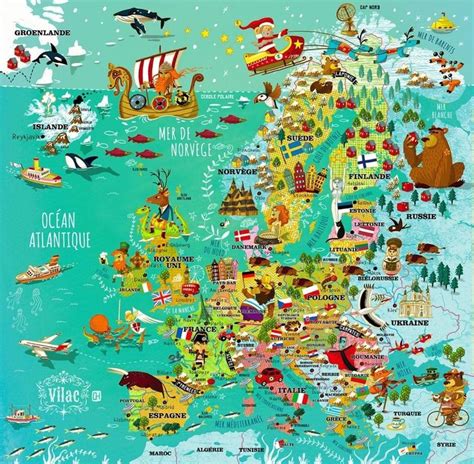 An Illustrated Map Of Europe With All The Major Cities And Their Main