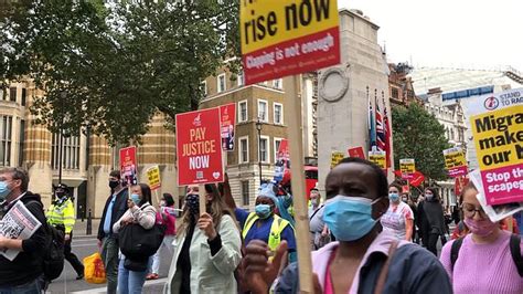 watch nhs workers protest outside downing street metro video