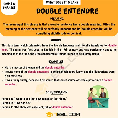 “double entendre” meaning with useful examples english as a second language