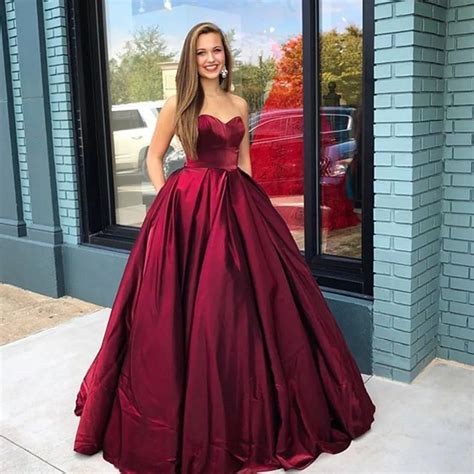 elegant sweetheart ball gown prom dresses corset lace up back satin sleeveless pageant party