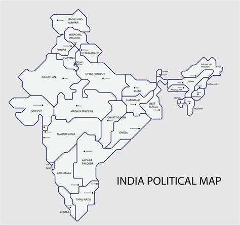 India Political Map Divide By State Colorful Outline Simplicity Style Vector Art At