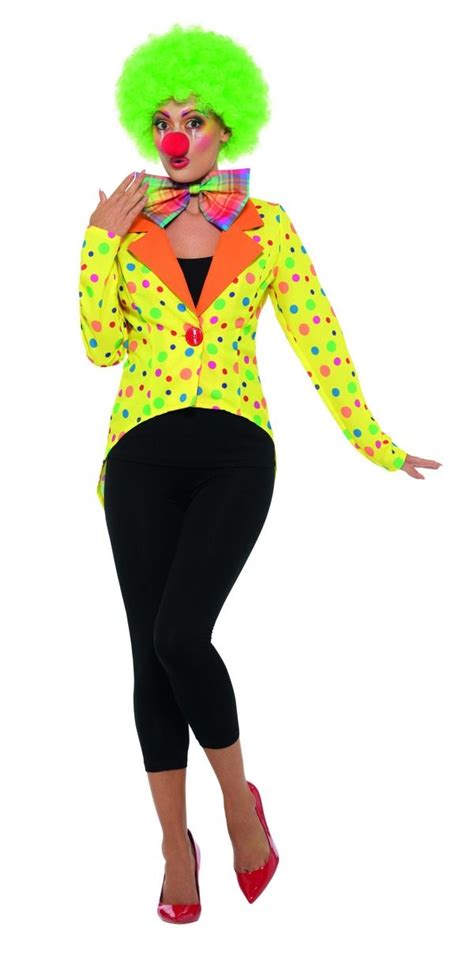 colourful clown tailcoat jacket ladies fancy dress town superheroes and halloween costumes