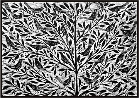 Nightingale Tree Felix Packer Linocut Relief Print Woodcut
