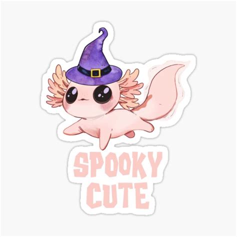 Halloween Axolotl Witch Spooky Cute Exotic Pet Animal Art Sticker For