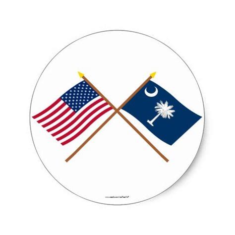 Us And South Carolina Crossed Flags Classic Round Sticker