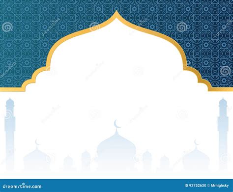 Islamic Background With Arch And Lantern Vector Illustration