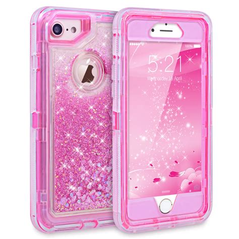 Grandever Case For Iphone 6 6s 7 8 Plus Case Bumper Hybrid Liquid Glitter Silicone Drop