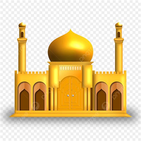 Masjid Emas Dengan Satu Kubah 3d Mesjid Emas Png Transparan Clipart