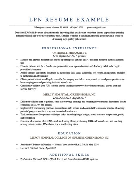Lpn Resume Example Free Sample For Download