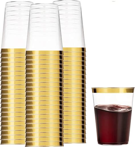 Buy Gold Plastic Cups Oz Clear Plastic Cups Tumblers Gold Rimmed