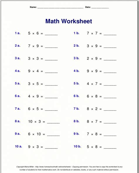 Free Online Printable Math Worksheets For Fourth Graders

