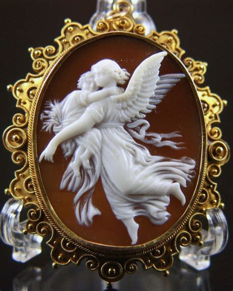Victorian Guardian Angel Cameo with Gold Frame | Cameo jewelry, Beautiful cameo, Vintage cameo