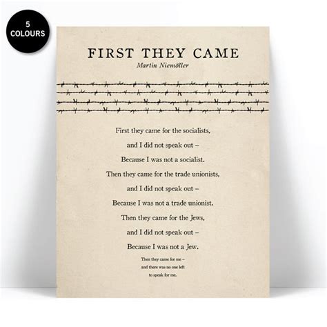 print of first they came poem etsy