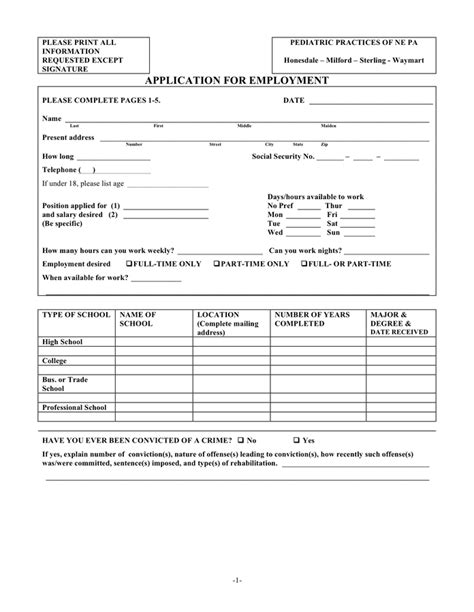 Sample Employment Application Form In Word And Pdf Formats